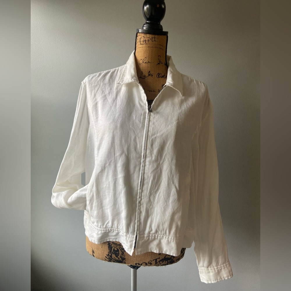 Jones New York Sport Sz L White Linen Jacket